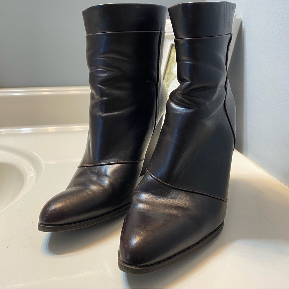 Espresso Brown Vegan Leather Heeled Booties Size Women’s 8.5 Target